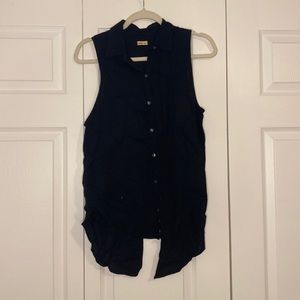 Hollister button up tank top with split back